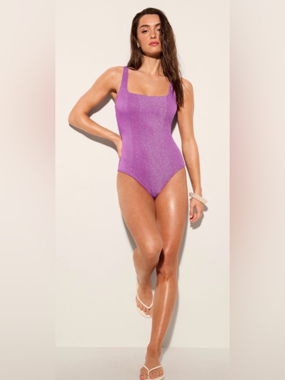 Fabletics Shaping Waist Cinching One-Piece Swimsuit |  Black Shimmer | M | NWT - Picture 2 of 7